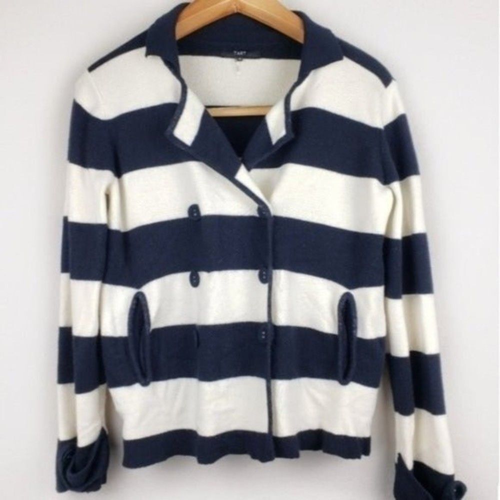 Tart striped wool double-breasted jacket size XS